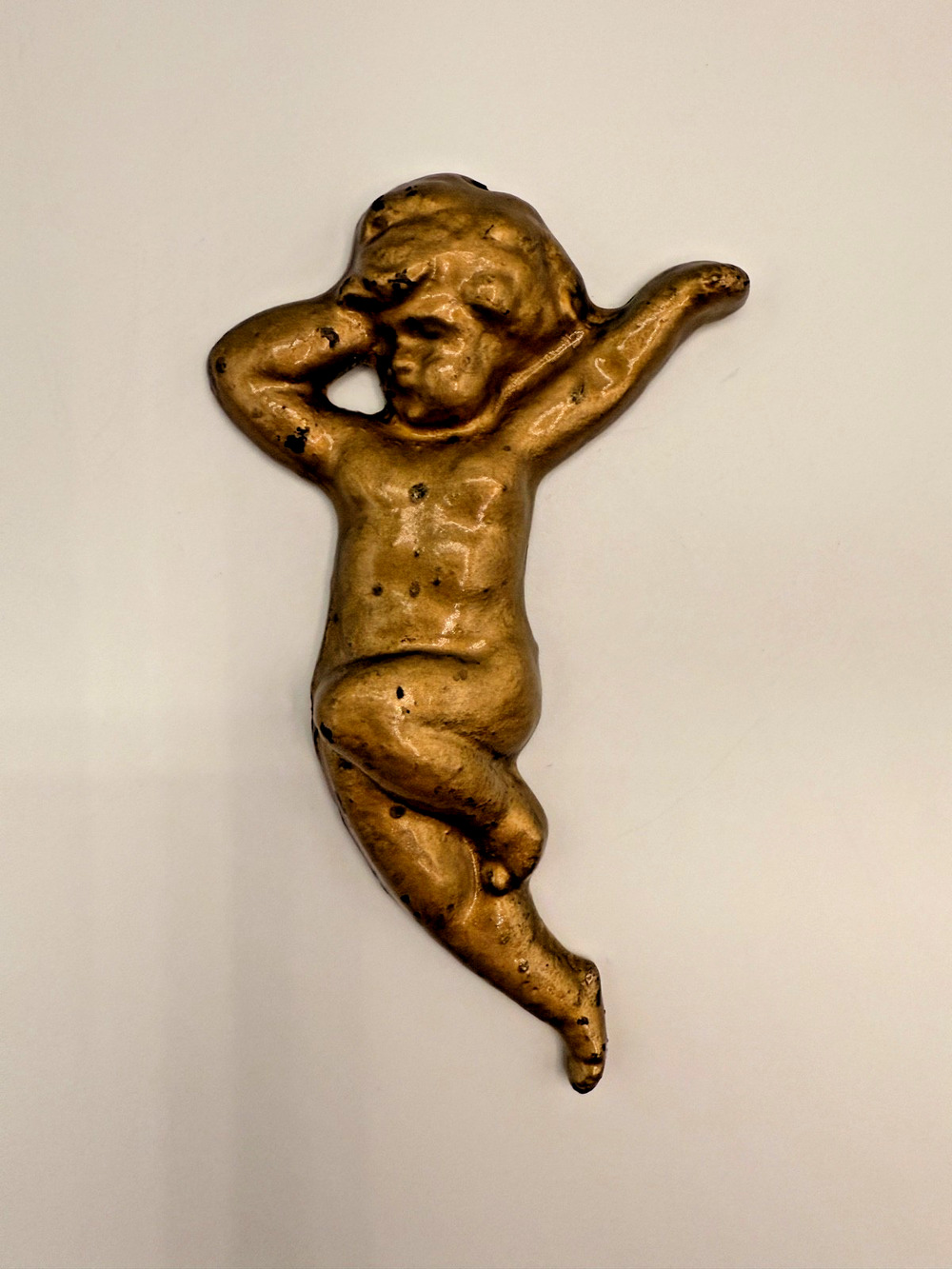 Vintage Wattholma Sweden Cast Iron Nude Wall Plaque 4.5" Scandinavian Art Angel